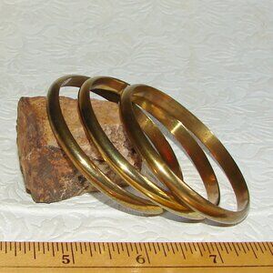 Vintage 1970-80's Laton Brass Bangle BRACELET Set   F26
